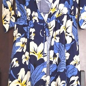 Tropical Floral Maxi Dress in Navy and Light Blue
